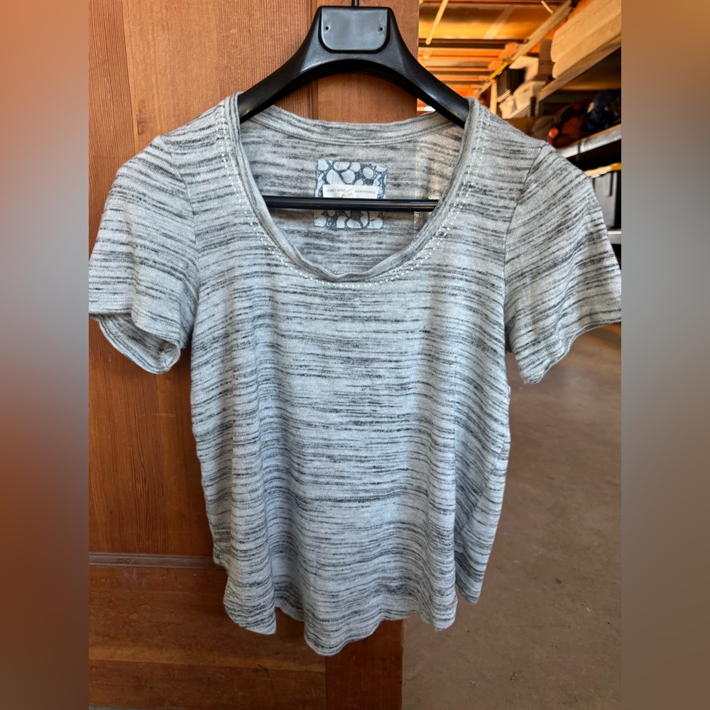 Gray Striped Anthropologie Knit Tee